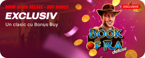 Promo banner: Book of Ra Deluxe — Buy Bonus