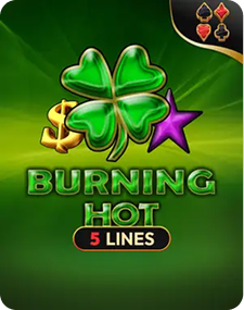 Slot: Burning Hot — clover verde, stea mov, simboluri de foc, temă irlandeză cu bonusuri