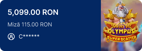 Câștigător C******: 5.099,00 RON la slotul Super Olympus Extreme, cu miză de 115,00 RON